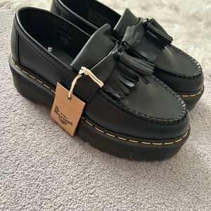 Dr. Martens Black Platform Tassel Loafers